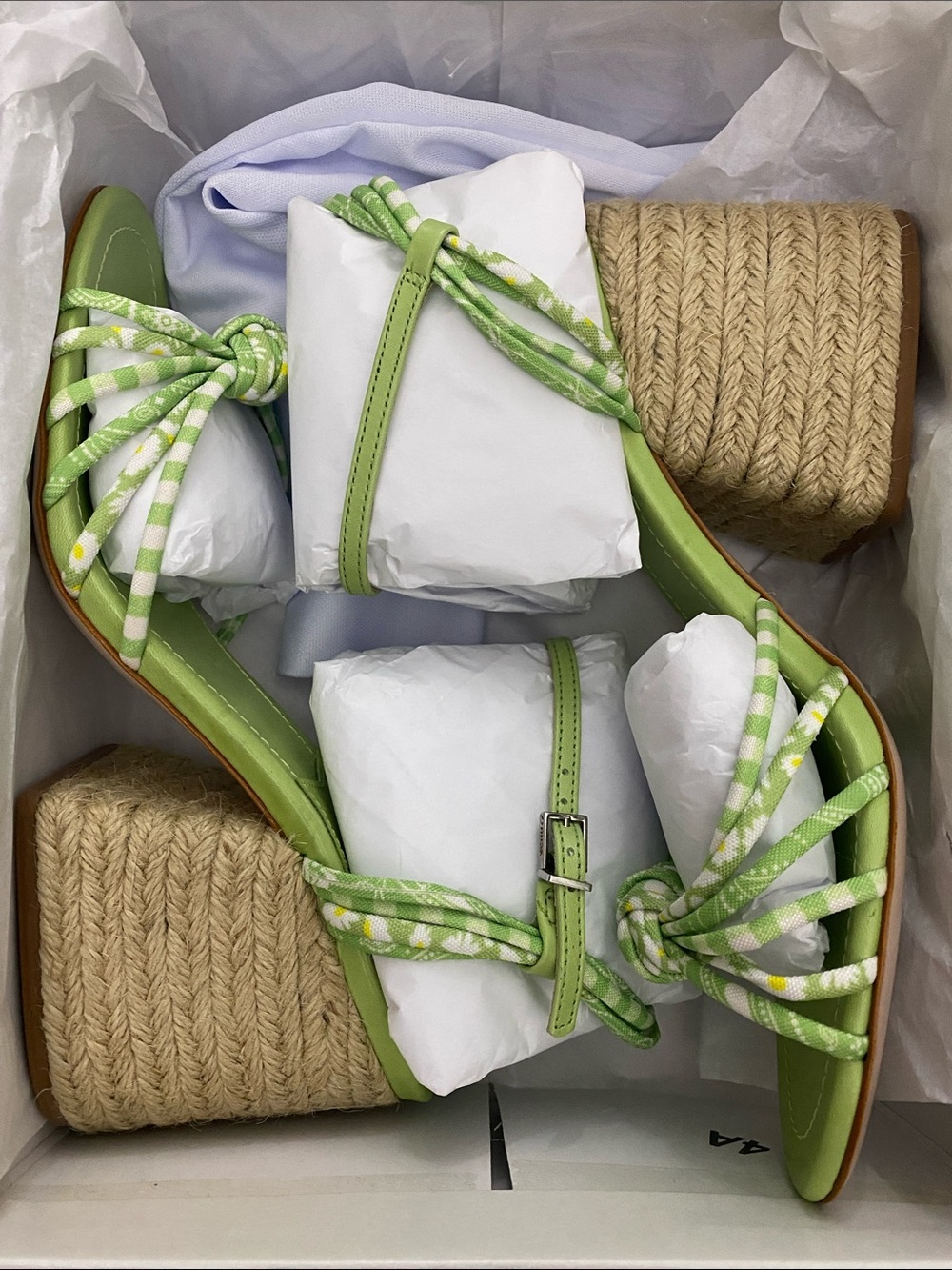 SCHUTZ Lime Green Strappy Espadrille Wedge Sandal